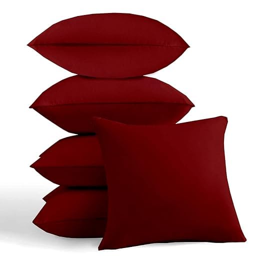Image of Premium Polyester Fiber Cushion Fillers - Pack of 5 Pcs | 20 x 20 Inches | Burgundy| Cushions, Sofa Pillow, Cushion for Sofa, Cushion for Bed, Decorative Pillow, Pillow for Support