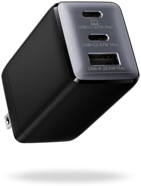 wegear 67W USB C Charger, 3-Port GaN Fast Charging Block with Fol...