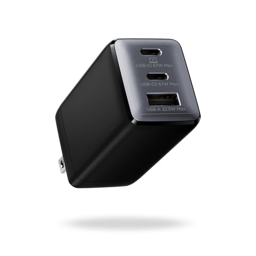 67W USB C Charger, 3-Port GaN Fast Charging Block with Foldable Plug - image 1