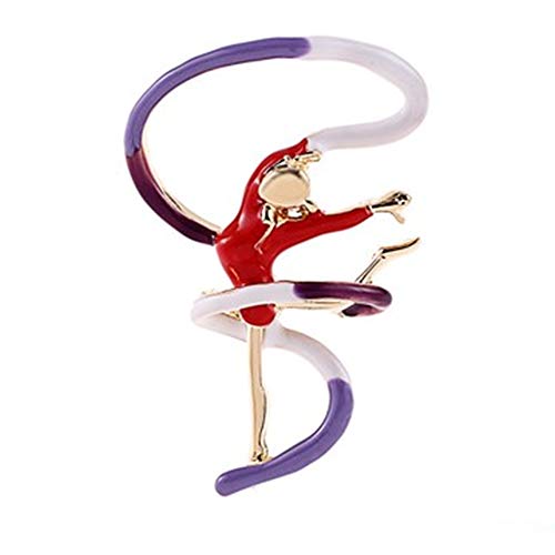 HEIFEN Broche Gimnasia Rítmica Modelado del Rhinestone La Personalidad Los Hombres Y Las Mujeres Moda Estilo Retro Pin Metal Joyería para La Bola De La Boda del Regalo Cumpleaños Red 4.2cm*2.7cm