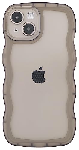 Image of Compatible with iPhone 13 Case 6.1 inch 2021, Cute Kawaii Curly Wave Frame Shape Soft Silicone Shockproof Protective Phone Cover for Women Girls, Clear /Black