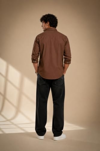 HYPESIGHT Store HYPESIGHT Brown Plain Shirt for Men - Image 6