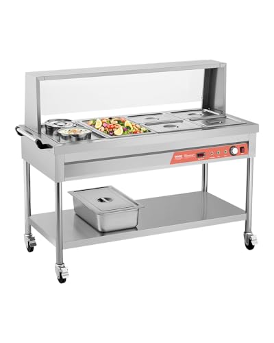 VEVOR 5 Pan + 2 Pots Steam Table