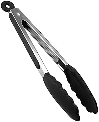 Cooking Tongs 1pc Grilling Tong Stainless Steel Silicone Cooking Grilling Barbecue Non-Stick Salad Cake Serving Clip
