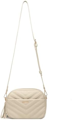 Miss Lulu Women Cross Body Bag Shoulder Bag Satchel Handbags Messenger Bag, Synthetic Leather,V-Shaped Knitting Texture,Tassel Decoration, Classic, With Removable and Adjustable Shoulder Strap