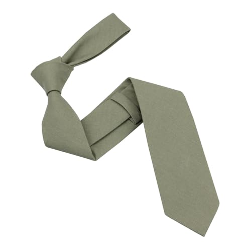Image of Mens Solid Linen Ties - Slim Pattern Necktie for Men Wedding Groomsmen