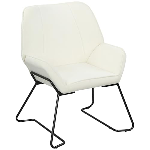 HOMCOM Butaca de Salón Moderna Sillón Lectura con Asiento Ancho de 46 cm y Acolchado Tapizado en Terciopelo Patas de Metal Silla Tocador para Salón Sala de Estar Dormitorio Crema