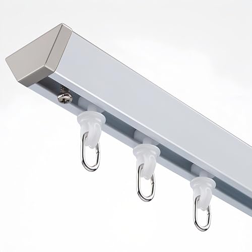 Sistema de riel invisible para cortinas de techo de 13.5 pies, color blanco, perfecto para oficina, sala de estar, dormitorio, kit completo de accesorios para cortinas