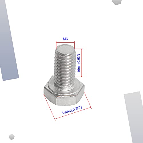 Image of M6 x 16mm Hex Head Bolts Screws Grade 6.8 Stainless Steel, Fasteners Fully Machine Threaded SUS304 30 Pcs