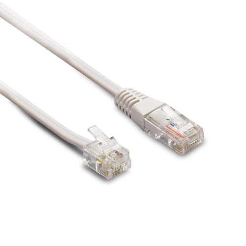 Metronic 395231 - Cable telefónico RJ45/RJ11 macho/macho, 1,8m, para modem, router, fax, compatible norma NF C15-100, blanco
