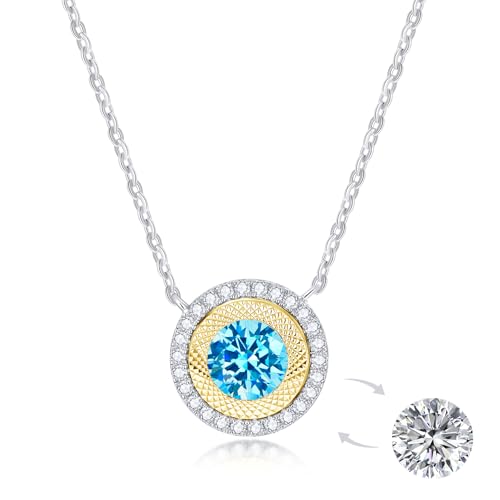 Kstyle Birthstone Pendant Necklaces for Women with a Extra Replaceable Moissanite, Birthday Fine Jewelry Gifts for Wife Girlfriend Her Mom Sister, 925 Sterling Silver Non Tarnish