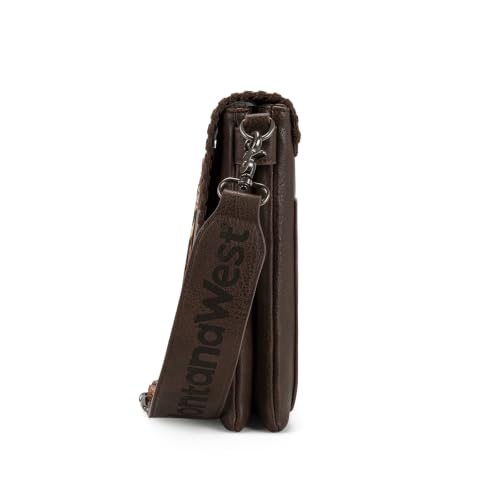 Image of Montana West Crossbody Bags for Women with Dual Compartments Western Cross Body Purse with Leopard Print Guitar Strap