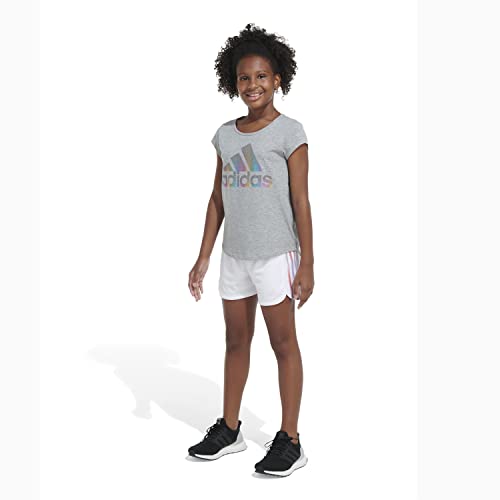 adidas Girls' Big Aeroready Elastic Waistband Gradient 3-Stripes Pacer Lined Mesh Shorts4