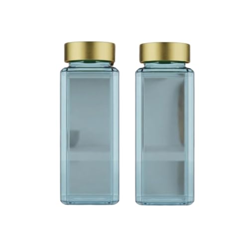 Image of CROCO JAR Wide Mouth Glass Water Bottle with Leak-Proof Airtight Double Layer Stainless Steel Lid for Water, Smoothie, Juices (500ML BLUE GOLDEN PK2)