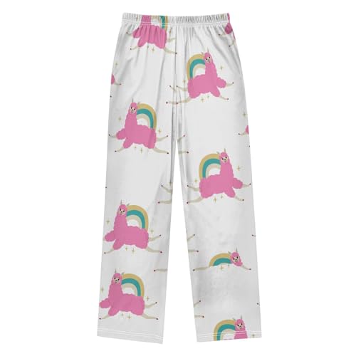 Llama Rainbow Boys Pants Boys Athletic Pants Long Pant for Boywith Pockets Wide-Leg Size 6-14Y2