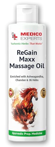 MedicoExperts ReGain Maxx Massage Oil for Men - 50ml (1 Bottle) | FDA Approved | 100% Pure & Natural Lift Up Oil Helps to Restores Energy Enriched with Ashwagandha, Chandan, Clove & 35 Herbs