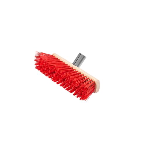 ToM PaR Straßenbesen | Besen | Kehrbesen mit Stielhalter aus Metall | Ohne Stiel | | Breiter Industriebesen | Saalbesen | Gartenbesen | Großraumbesen | Terrasse | Garage | Garten | 30 cm, Rot