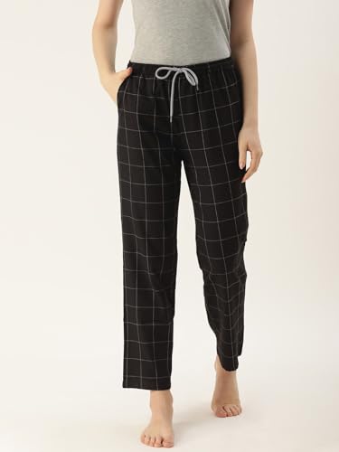 Image of KRYPTIC Women's 100% Pure Cotton Woven Pyjama | Mid Rise Relaxed Fit Full Length Nightwear Pant with Elasticated Drawstring Waistband & Side Pocket | Comfortable Lounge, Sleepwear & Casual Bottom Wear