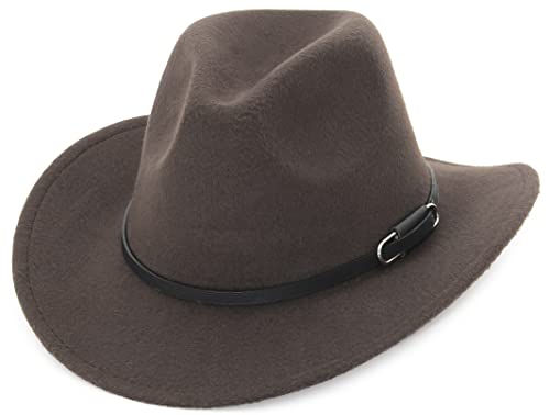 GEMVIE Sombrero de Vaquero Hombres Sombrero Cowboy Occidental con cinturón Sombrero Australiano para Hombres y Mujeres (marrón) Cover