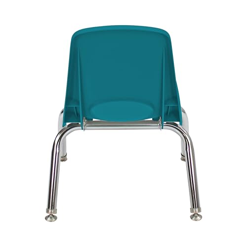 Image of FDP 10 inch School Stack Chair,Stacking Student Seat with Chromed Steel Legs and Swivel Glides for Preschool, Classroom or Homeschool - Teal, 11554-TL