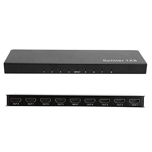 Divisor HDMI 2.0 De 1 Entrada Y 8 Salidas, Divisor De Interfaz Multimedia De Alta Definición 4KX2K60Hz Distribuidor De Audio Y Video Divisor HDMI 1x8 Compatible Con DTS‑HD Dolby‑truehd LPCM7.1(Black)