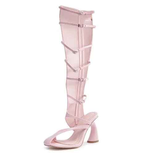 Women's Square Toe Special High Heels Side Zipper Adjustable Buckles Heeled Sandals2