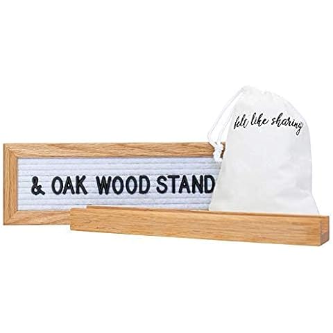 White Felt Letter Board 10x3.5 Inches. Oak Wood Stand for Felt Letter Boards, 10 Inch Length. Cover