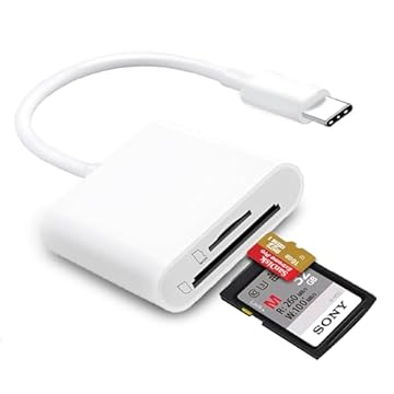 Leitor de cartão SD USB C para iPhone 15/16/MacBook/Mac, adaptador de cartão de memória tipo C, leitor micro SD USB-C suporta adaptador de cartão de memória SD e MicroSD, visualizador de câmera de