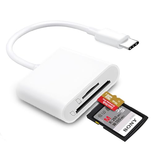 Leitor de cartão SD USB C para iPhone 15 16, dois compartimentos para cartões, leitor de cartão micro SD, suporte para adaptador de cartão de memória SD e TF, leitor de cartão de memória para iPhone
