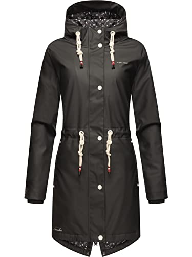 Navahoo Damen wasserdichte Übergangsjacke Regenjacke Flower of Ocean Black Gr. M