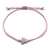 Schutzengel Armband | Glücksbringer Armkettchen mit Engel Schutzengelchen | Armbändchen Geschenk Freundschaftsband (Rosa)