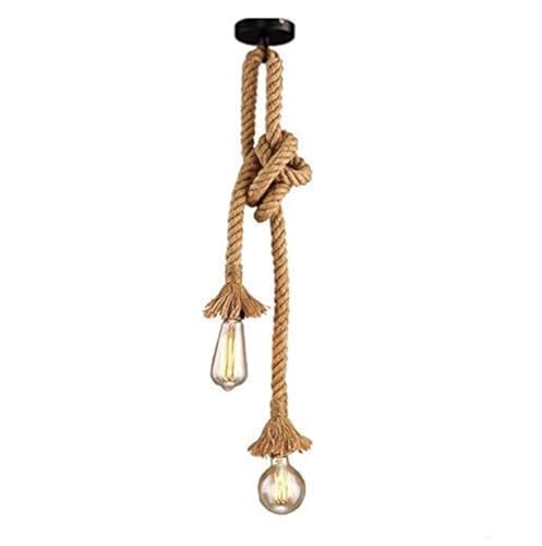 STARRYOL Lampada a sospensione industriale, luce a sospensione a doppia testa di canapa per sala da pranzo, sala, ristorante, bar, caffetteria - lunghezza 60 + 60 cm