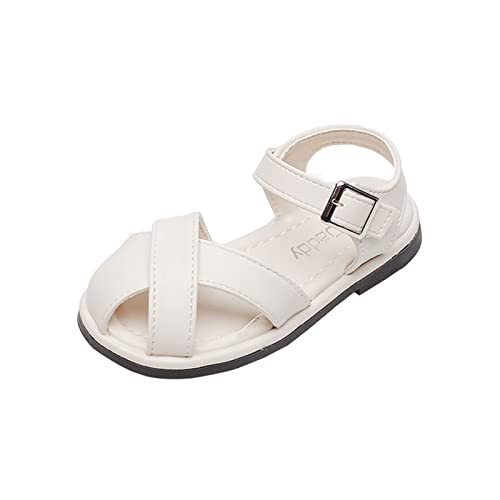 Kids Girls Sandals Casual Open Toe Beach Shoes Light Weight Adjustable Straps Summer Little Child/Big Kid Sandals (Beige, 8 Toddler)