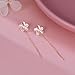 Reffeer Solid 925 Sterling Silver Plumeria Flower Chain Dangle Earrings for Women Teen Girls CZ Flower Tassel Earrings Threader Drops (C-Rose Gold)