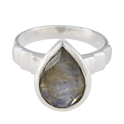 Bague en argent sterling 925 poire élégante en pierre précieuse éclatante