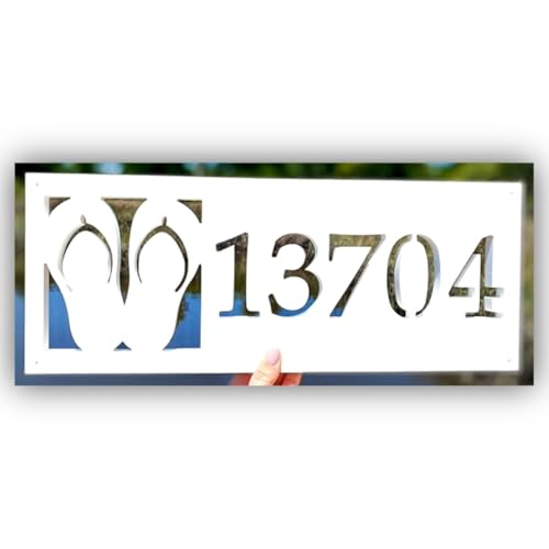 Flip Flops Address Sign, Weatherproof Coastal House Numbers for Beach House, Cute Beach Sandals Address Plaque - 30+ Design Choices