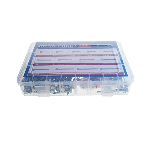 Hex Washer Head Self Drilling Wood Screws Threaded Driller Sheet Self Tapping Metal Bolt Fastener Hardware Assortment Kit Set 295Pcs Stainless Steel,(#8#10#14) #TOP5