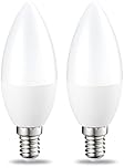 Amazon Basics LED E14 Small Edison Screw Candle Bulb, 6W (Equivalent to 40W), CRI80, Warm White, Dimmable- Pack of 2