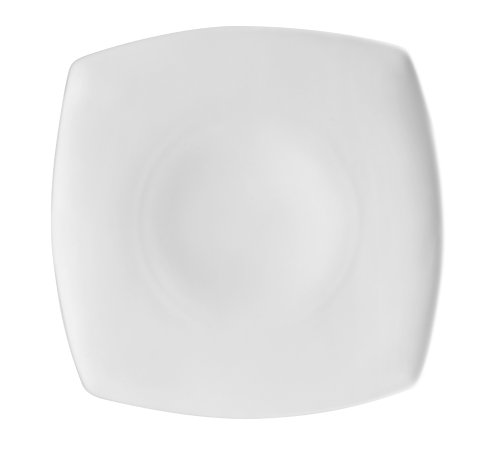 CAC China RCN-FS16 Porcelain Square Flat Plate, 10-1/2-Inch, Super White, Box of 12