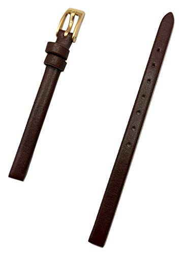 6mm Brown, Flat, Elegant Calf Leather Watch Band | Genuine Leather Replacement Wrist Strap that brings New Life to Any Watch (Womens Standard Length)