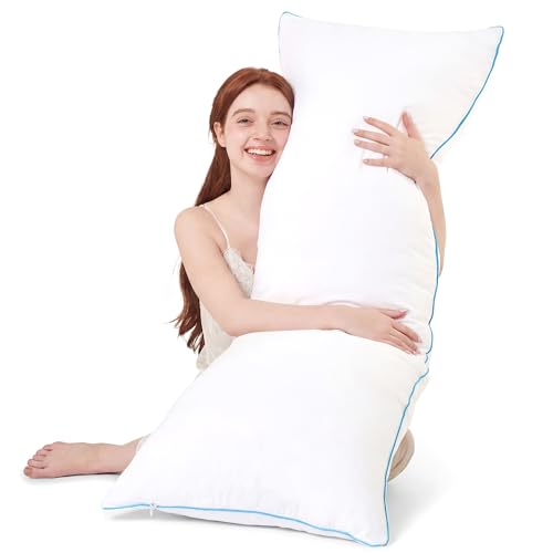 YZ HOME Memory Foam Body Pillow Insert - Full Body Pillow for Adults - Soft Large Long Bed Pillow for Side Sleeper (White, 20 Inchx54 Inch)