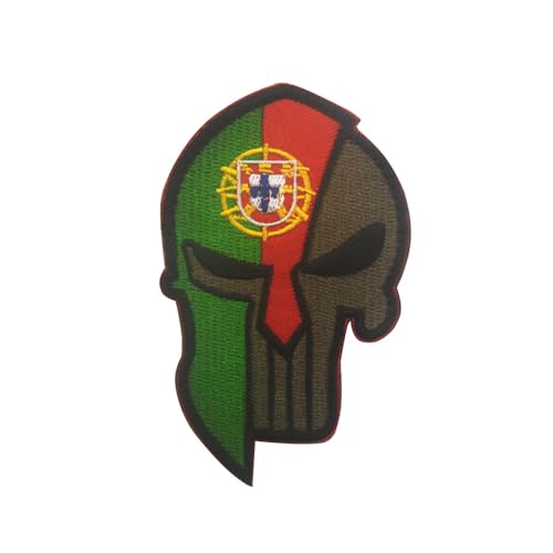 Aspcsmomt Écusson brodé motif drapeau du Portugal, punisher portugais, punisher portugais, crochet et boucle à coudre sur sac à dos, veste, casquette, uniforme, manteau, chapeau