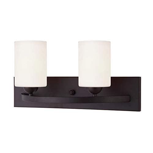 Canarm LTD IVL370A02ORB-O Hampton 2 Light Vanity, Oil Rubbed Bronze with Flat Opal Glass