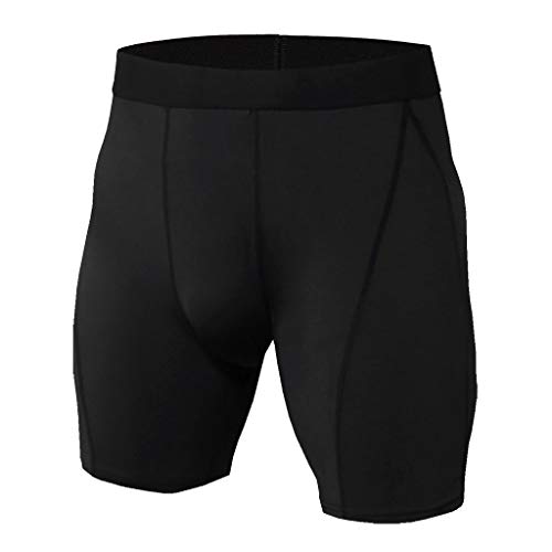 Celucke Kompressionsshorts Herren Lauftights Funktionsshorts Laufshorts Kurze Sporthose Kompressionshose Funktionsunterwäsche Trainingsshorts Fitness Running Gym Sport Tights (Schwarz, XXXL)