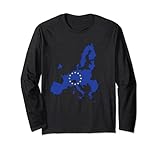 El mapa de Europa con la bandera de la Unión Europea es un gran atuendo para mujeres y hombres. La camiseta del mapa del continente europeo con bandera en él es un gran regalo para niños