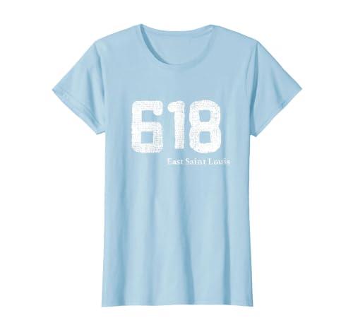 618 Area Code East Saint Louis, Illinois T-Shirt, Women, Baby Blue, X-Small
