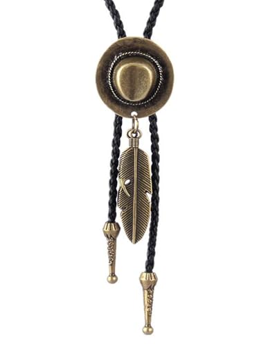 TPZORJX 1pcs Cravate en Cuir de Cowboy,costume de cowboy tenue western cowboy cravate collier lariat cuir pendentif rodéo,Collier tressé,pour Accessoires de...