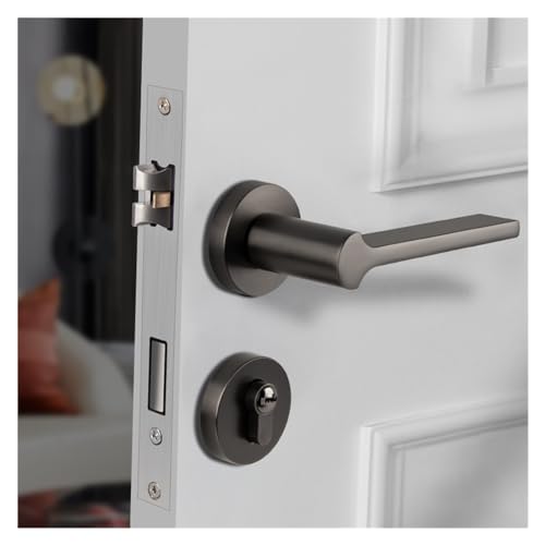Manija de puerta interior magnética dividida dorada para cuartos de madera 4