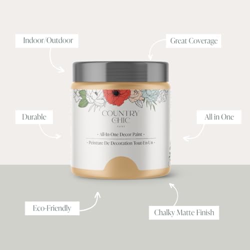 Country Chic All-in-One Chalk Paint for Furniture, Cabinets, Home Decor, Eco-Friendly, Matte Finish, Built-In Primer & Top Coat for Wood, Metal - Bee's Knees (Soft Yellow) - 8 oz (237 ml)