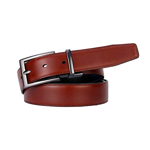 Cinto Social Masculino Dupla Face Preto + Marrom com Fivela Presente Homem